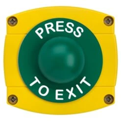 Securefast IP66 Rated Press To Exit Green Dome With Yellow Backbox