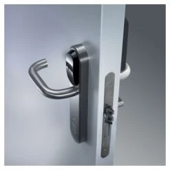 Lock - Left Handed In Brushed Stainless Steel With Straight Lever